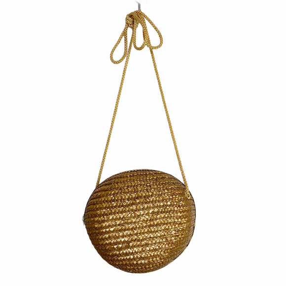 Vintage Handbags - Vintage Round Wicker Rattan Crossbody Bag Purse